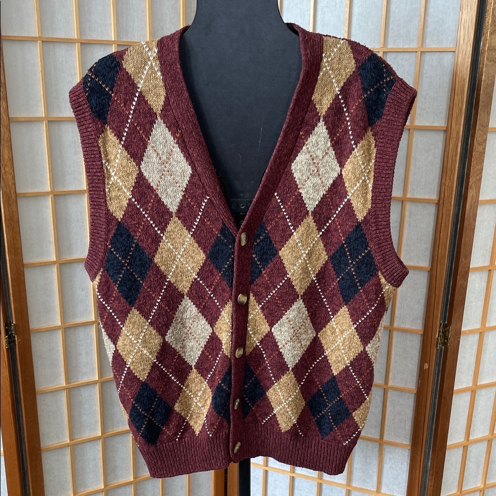 St. John's Bay Silk Cotton Grandpa Sweater Vest